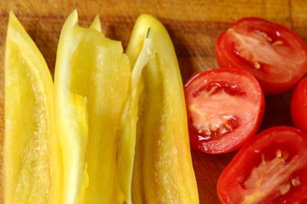 prepare peppers and tomatoes
