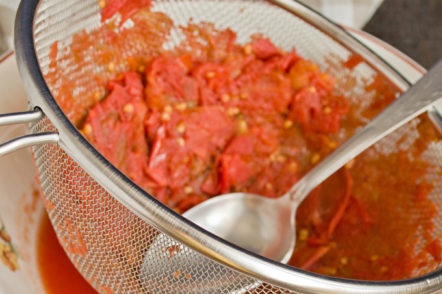 rub the tomatoes through a sieve