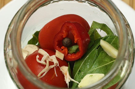 put the tomatoes in a jar