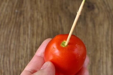 tomatoes pierce a toothpick