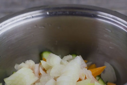 we cut onions and garlic