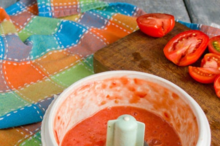 grind tomatoes in mashed potatoes