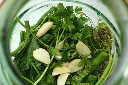 greens put in a jar