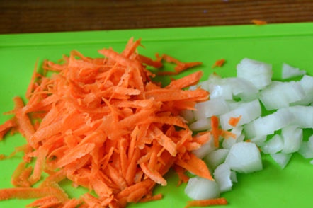 chopped onions and carrots