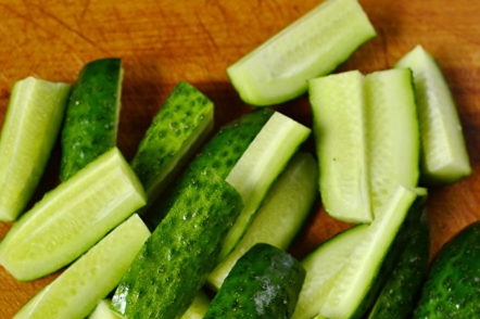chop cucumbers