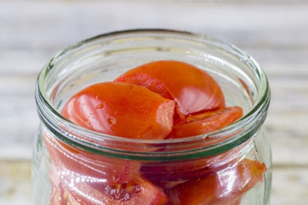 put the tomatoes in a jar
