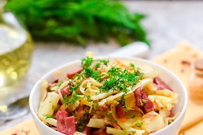 Braised Cabbage with Sausage