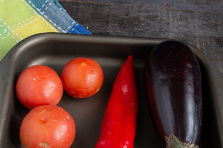clean vegetables on a baking sheet