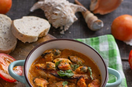soup of tomatoes with mussels