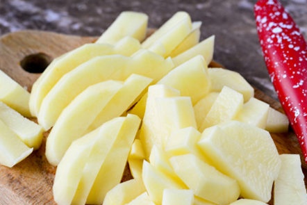chop the potatoes