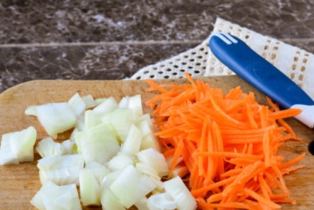 chop carrots and onions