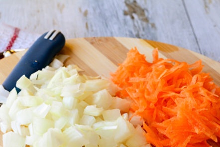 chop the onions and carrots
