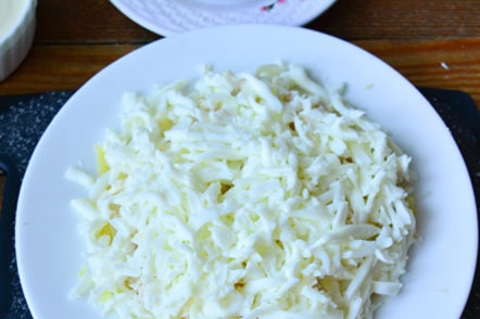 sloj bjelanjaka prekriven mrežicom majoneze
