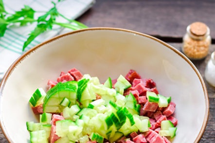 cut sausage and cucumber