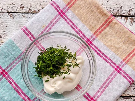 greens and mayonnaise